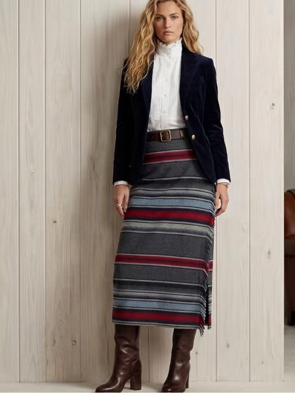 VTG Skirt- Wool Blend Serspe Fringe Wrap Size 10